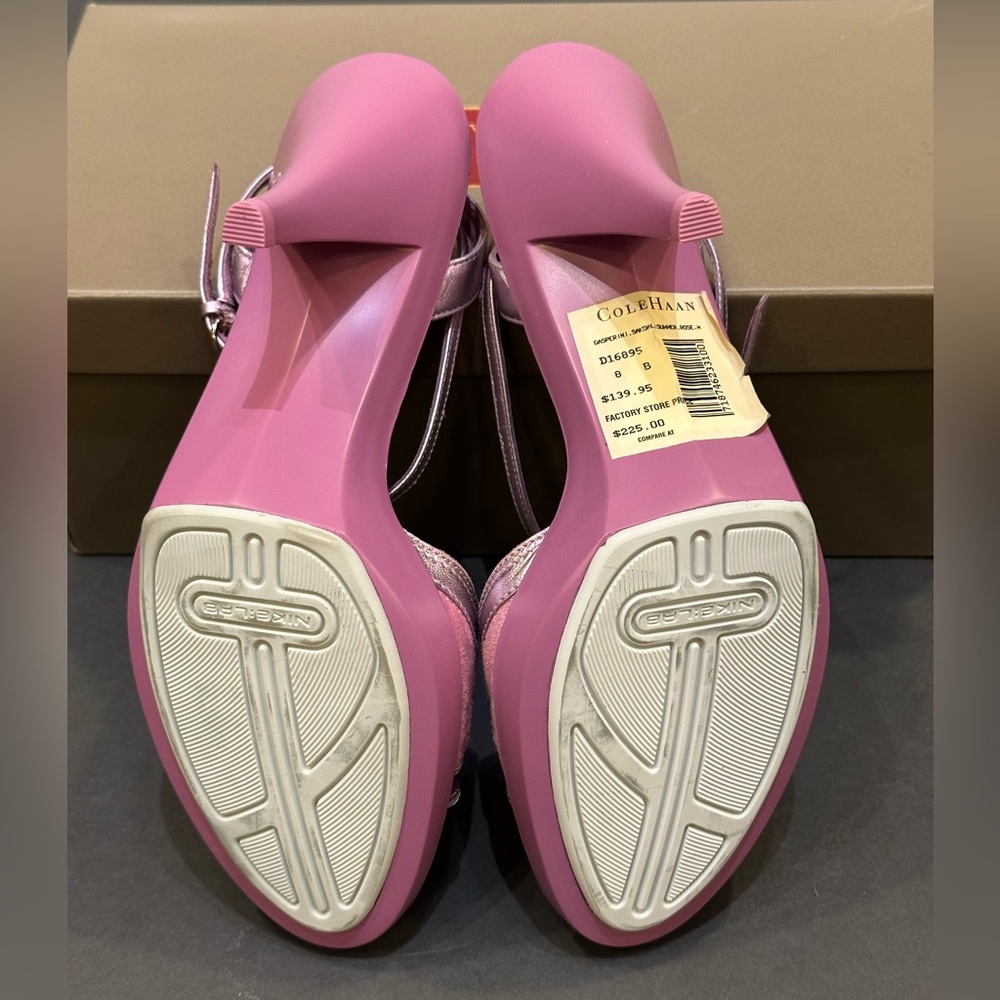 Cole Haan x Nike Lab Barbie Metallic Pink Heels w/ Ankle Charms - Picture 9 of 11